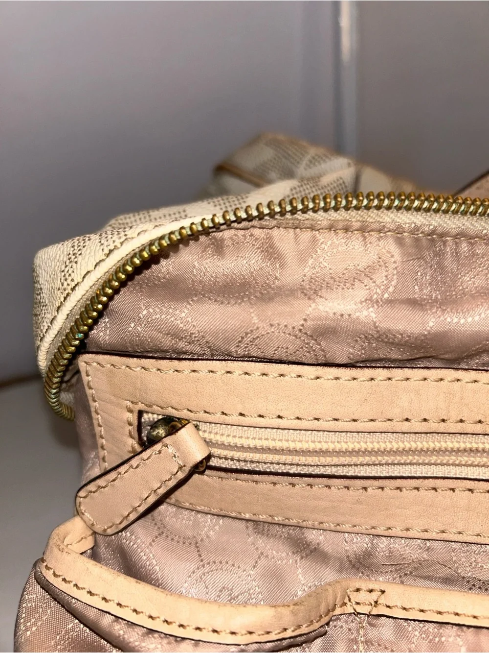 Michael Kors Grayson Signature Vanilla Satchel
